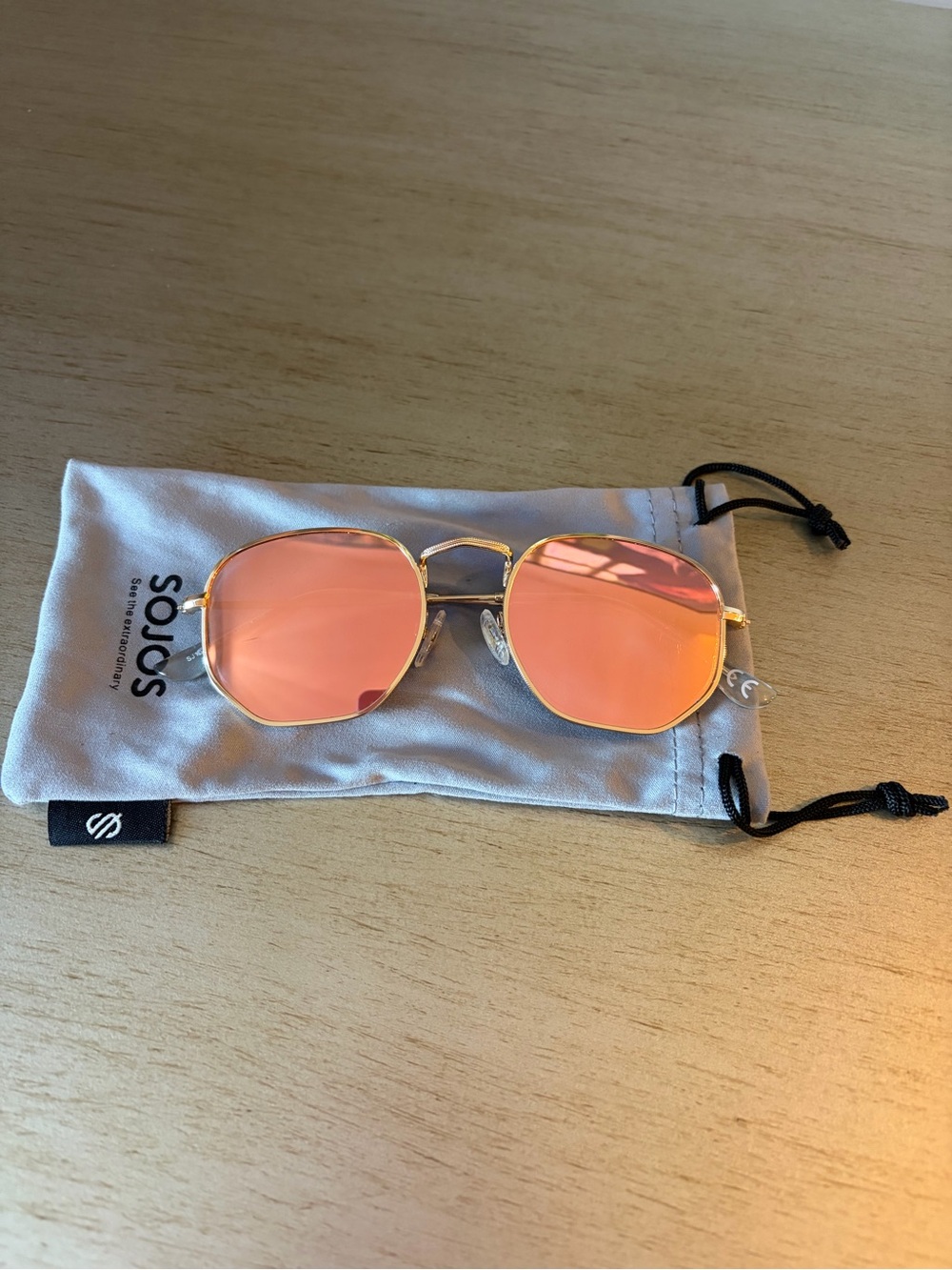 Sojos Women's Pink Mirrored Sunglasses - Gold Frame